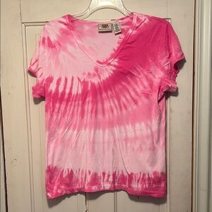 Route 66 Pink Tie-Dye Short Sleeve Top